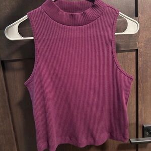 Old Navy Sleeveless Ribbed Mock Neck Crop Tank Maroon | Size S